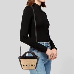 NEW MARNI Tropicalia small Tote bag in black Authentic